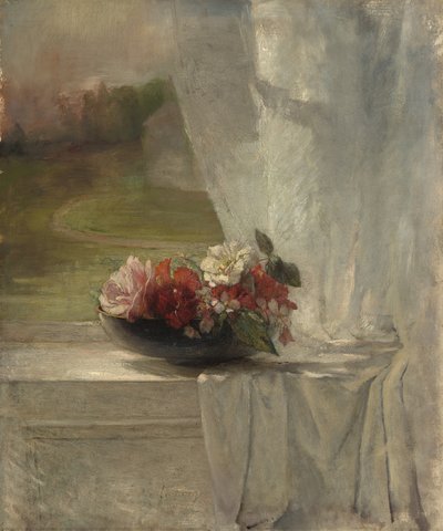 Flowers on a Window Ledge by John La Farge or Lafarge